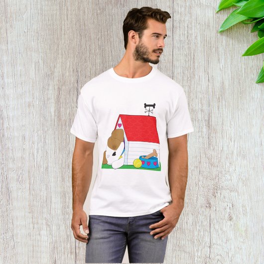 眠っている子犬の家 かわいいペット Tシャツ