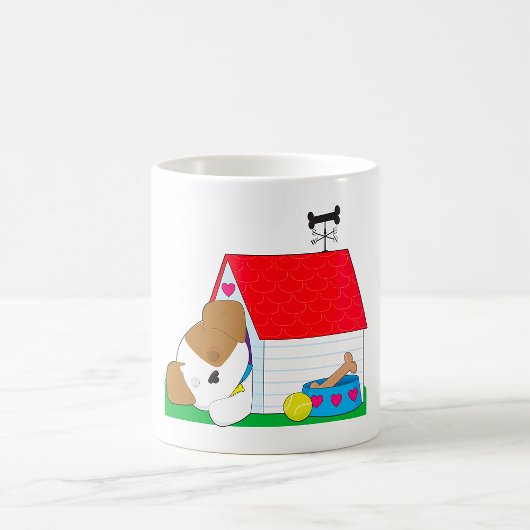 眠っている子犬の犬小屋 かわいいペット コーヒーマグカップ