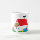 眠っている子犬の犬小屋 かわいいペット コーヒーマグカップ (中央)