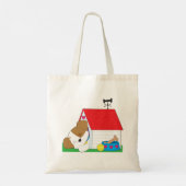 眠っている子犬の犬小屋 かわいいペット トートバッグ (裏面)