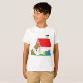 眠っている子犬の犬小屋 かわいいペット Tシャツ (正面フル)