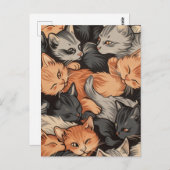 眠っている子猫のパターン ポストカード (正面/裏面)