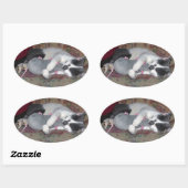 眠っている子猫 楕円形シール (シート)