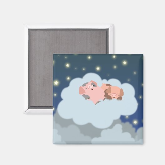 眠っている子豚の漫画のマグネット マグネット (正面/裏面)