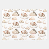 眠っている小さな象、雲、星 ラッピングペーパーシート (正面)