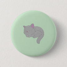 眠っている灰色の子猫ボタン