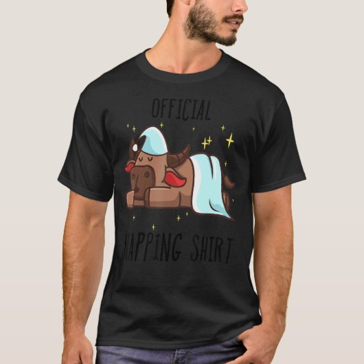 眠っている牛のパジャマ眠り頭 Tシャツ (正面)