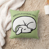 眠っている犬のパーソナライズされたスポットお気に入りのグリーン クッション (ブランケット)