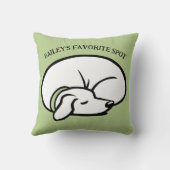 眠っている犬のパーソナライズされたスポットお気に入りのグリーン クッション (裏面)