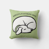 眠っている犬のパーソナライズされたスポットお気に入りのグリーン クッション (正面)