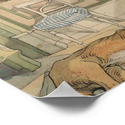 眠っている犬をスウェーデンの水彩画に置く ポスター (角)