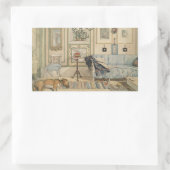 眠っている犬をスウェーデンの水彩画に置く 長方形シール (バッグ)