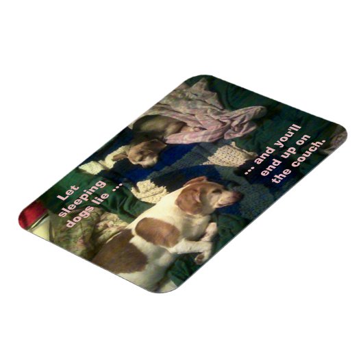 眠っている犬を横に置く/ソファで終わる3x4磁石 マグネット (左側)