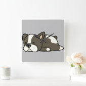 眠っている犬 スクエア壁時計 (ホーム)