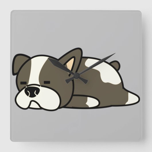 眠っている犬 スクエア壁時計 (正面)