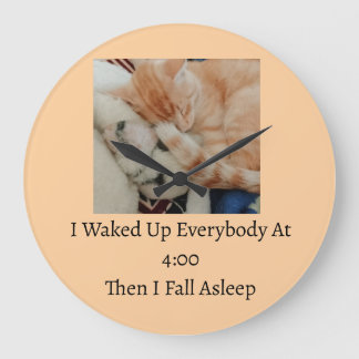 眠っている猫の写真の引用 ラージ壁時計