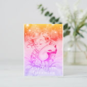 眠っている猫の女の子（バージョン2） ポストカード (スタンド正面)