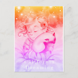 眠っている猫の女の子（バージョン2） ポストカード