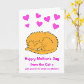 眠っている猫の母親のデイカードからかわいい カード (黄色い花)