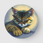 眠っている猫 ラウンド壁時計 (正面)