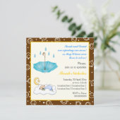 眠っている男の赤ちゃんのブルーブラウンの招待を振りかける 招待状 (スタンド正面)