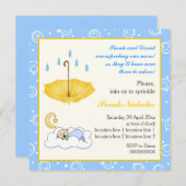 眠っている男の赤ちゃんの青い黄色の招待状 招待状 (正面/裏面)