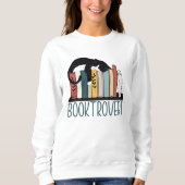 眠っている白黒猫の本棚の本棚 スウェットシャツ (正面)