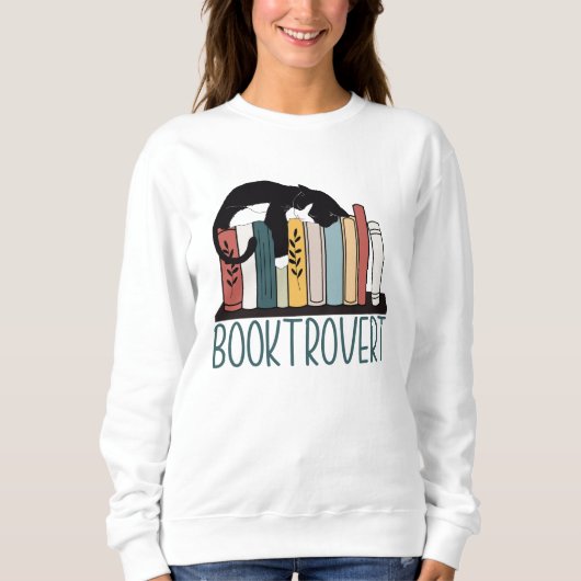 眠っている白黒猫の本棚の本棚 スウェットシャツ (正面)