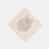 眠っている羊の周りの白い点 スタンダードカクテルナプキン (角)