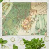 眠っている美しいプリンセス、ヴィンテージ童話 キッチンタオル (折り畳み)