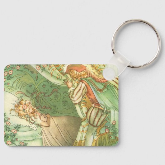 眠っている美しいプリンセス、ヴィンテージ童話 キーホルダー (正面)