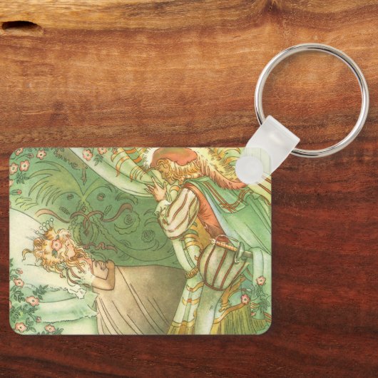 眠っている美しいプリンセス、ヴィンテージ童話 キーホルダー (正面)