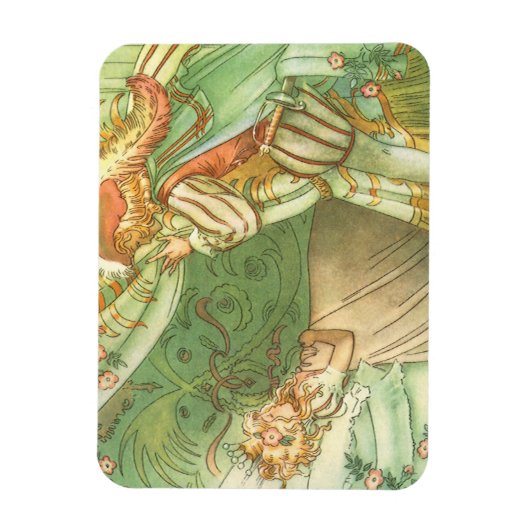 眠っている美しいプリンセス、ヴィンテージ童話 マグネット (縦)