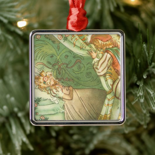 眠っている美しいプリンセス、ヴィンテージ童話 メタルオーナメント (ツリー)