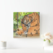 眠っている虎 スクエア壁時計 (ホーム)