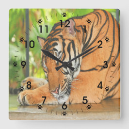 眠っている虎 スクエア壁時計