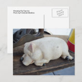 眠っている豚の置物 ポストカード (正面/裏面)