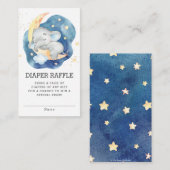 眠っている象の月の赤ちゃんシャワーおむつラッフル エンクロージャーカード (正面/裏面)