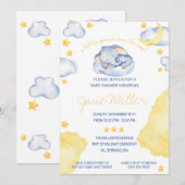 眠っている象の赤ちゃんシャワー 招待状 (正面/裏面)