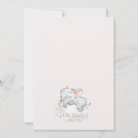 眠っている象フローラボホアーチベイビーシャワー 招待状 (裏面)