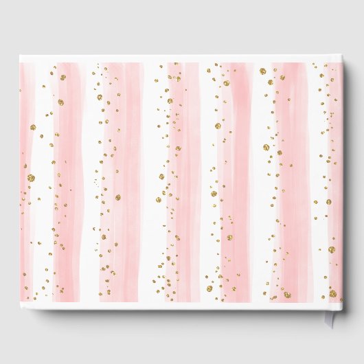 眠っている象赤面ピンクのフローラ赤ちゃんシャワー ゲストブック (裏面)