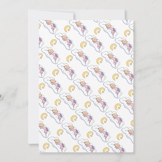 眠っている赤ちゃん女の子シャワーピンクエレガントタイポグラフィ 招待状 (裏面)