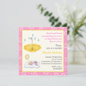 眠っている赤ん坊の女の子ピンクの黄色の招待を振りかけている 招待状 (スタンド正面)