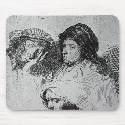 眠っている1人の3人の女性の頭部1637年 マウスパッド (正面)