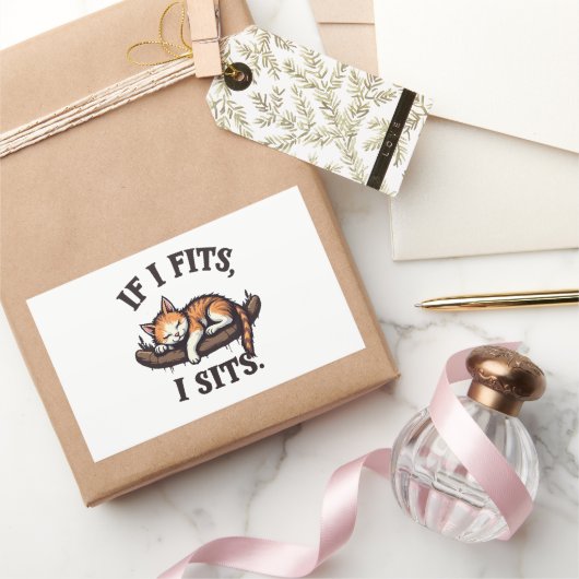 眠もしい猫ネコおもしろいテンさん 長方形シール (ギフト)