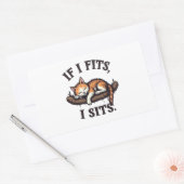 眠もしい猫ネコおもしろいテンさん 長方形シール (封筒)