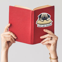 「眠らせてくれ」かわいいパグが昼寝 シール