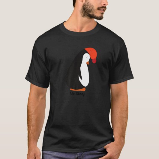 眠らない可愛いクリスマスペンギン Tシャツ (正面)
