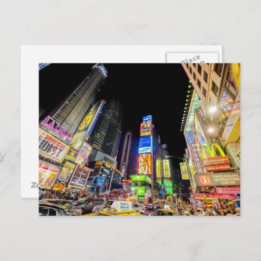眠らない街のタイムズ・スクエア ポストカード (正面/裏面)