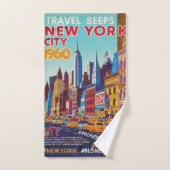 眠らない都市 | レトロアートプリント バスタオルセット (ハンドタオル)